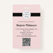 Blush Pink Script Logo Photo QR Code Makeup バッジ (裏面)