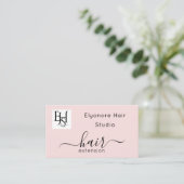 Blush Pink Script Logo QR Code Hair Extension 名刺 (スタンド正面)
