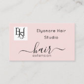 Blush Pink Script Logo QR Code Hair Extension 名刺 (正面)