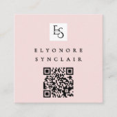 Blush Pink Script Logo QR Code Lashes スクエア名刺 (正面)