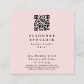 Blush Pink Script Logo QR Code Lashes スクエア名刺 (裏面)