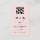 Blush Pink Script Logo QR Code Lashes 名刺 (裏面)