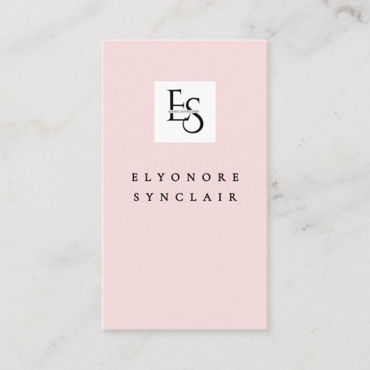 Blush Pink Script Logo QR Code Lashes  名刺 (正面)