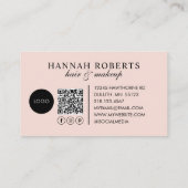Blush Pink Script Logo QR Code Photo Business Card 名刺 (裏面)