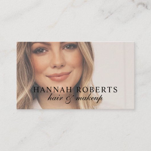 Blush Pink Script Logo QR Code Photo Business Card 名刺 (正面)