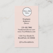 Blush Pink Script Logo QR Code Photo Business Card 名刺 (裏面)
