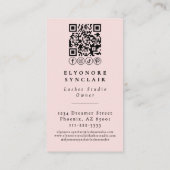 Blush Pink Script Logo QR Code Photo Lashes 名刺 (裏面)