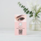 Blush Pink Script Logo QR Code Photo Lashes Studio 名刺 (スタンド正面)