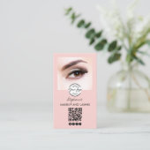 Blush Pink Script Logo QR Code Photo Lashes Studio 名刺 (スタンド正面)