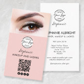 Blush Pink Script Logo QR Code Photo Lashes Studio 名刺