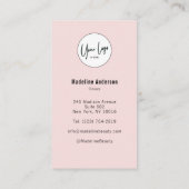 Blush Pink Script Logo QR Code Photo Lashes Studio 名刺 (裏面)