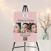 Blush Pink Script Logo QR Code Photo Makeup