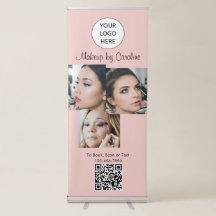 Blush Pink Script Logo QR Code Photo Makeup