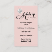 Blush Pink Script Logo QR Code Photo Makeup 名刺 (裏面)
