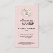 Blush Pink Script Logo QR Code Photo Makeup 名刺 (裏面)