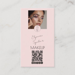 Blush Pink Script Logo QR Code Photo Makeup 名刺