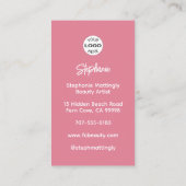 Blush Pink Script Logo QR Code Photo Makeup 名刺 (裏面)