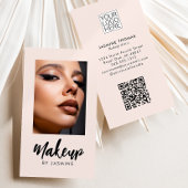 Blush Pink Script Logo QR Code Photo Makeup 名刺