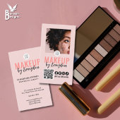 Blush Pink Script Logo QR Code Photo Makeup 名刺