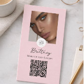 Blush Pink Script Logo QR Code Photo Makeup 名刺