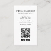 Blush Pink Script Logo QR Code Photo Makeup 名刺 (裏面)