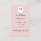 Blush Pink Script Logo QR Code Photo Makeup 名刺 (裏面)