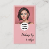 Blush Pink Script Logo QR Code Photo Makeup 名刺 (正面)