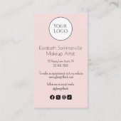 Blush Pink Script Logo QR Code Photo Makeup 名刺 (裏面)