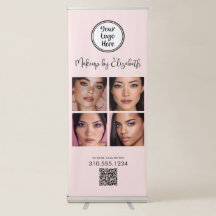 Blush Pink Script Logo QR Code Photo Makeup Modern