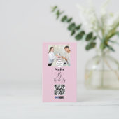 Blush Pink Script Logo QR Code Photo Nail Salon 名刺 (スタンド正面)