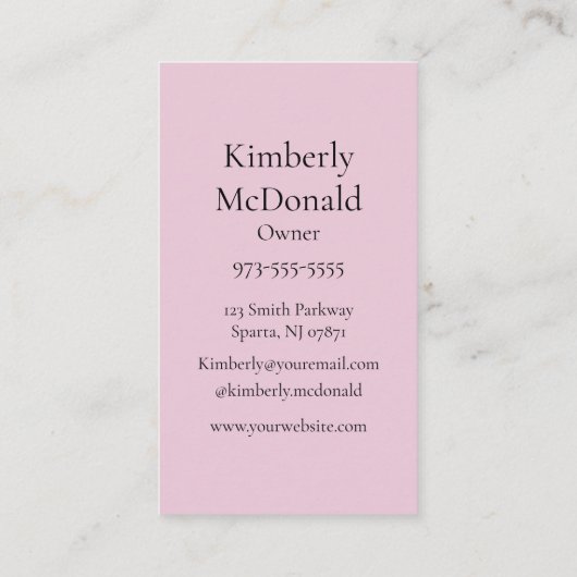 Blush Pink Script Logo QR Code Photo Nail Salon 名刺 (裏面)