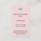 Blush Pink Script Logo QR Code Photo Nail Salon 名刺 (裏面)