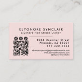 Blush Pink Script Logo QR Social Hair Extension 名刺 (裏面)