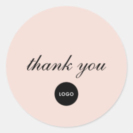 Blush Pink Script Logo Thank You ラウンドシール