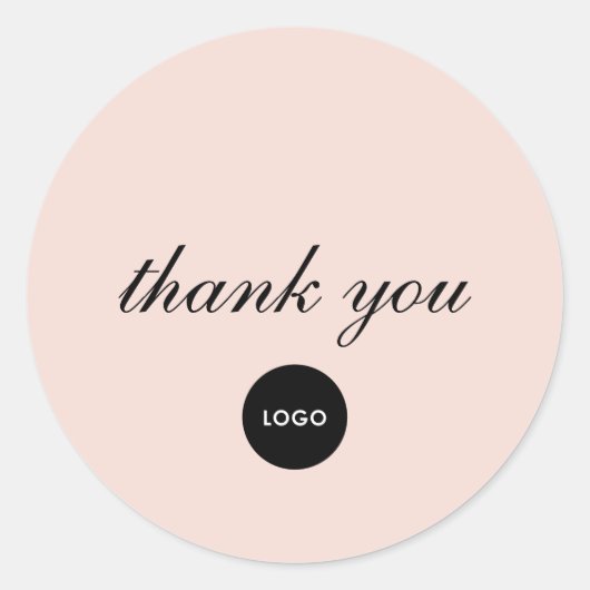 Blush Pink Script Logo Thank You ラウンドシール (正面)