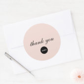 Blush Pink Script Logo Thank You ラウンドシール (封筒)
