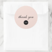 Blush Pink Script Logo Thank You ラウンドシール (バッグ)