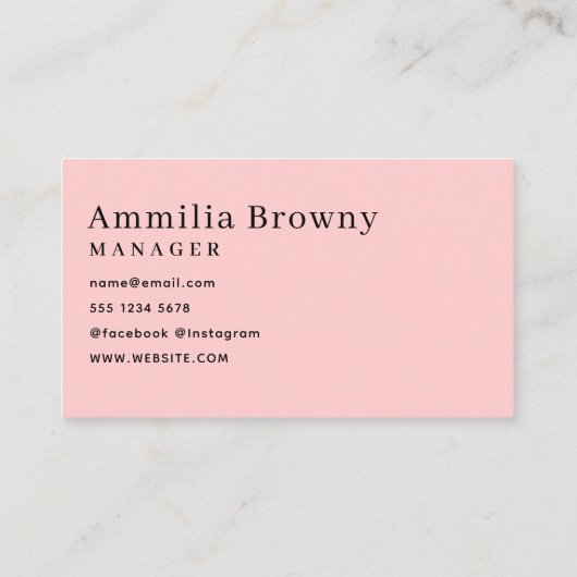 Blush Pink Script | Minimalist Modern Elegant 名刺 (裏面)
