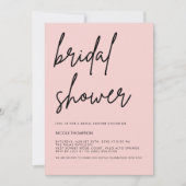Blush Pink Script Modern Bridal Shower Invitation  招待状 (正面)