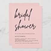 Blush Pink Script Modern Bridal Shower Invitation  招待状 (正面/裏面)