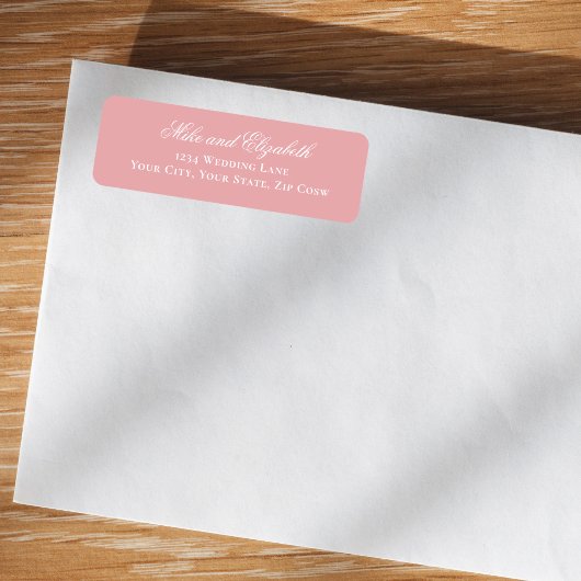 Blush Pink Script Names Wedding Address Label ラベル