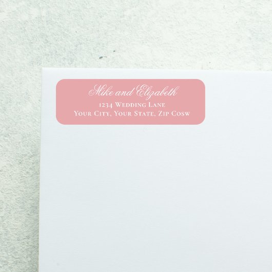 Blush Pink Script Names Wedding Address Label ラベル