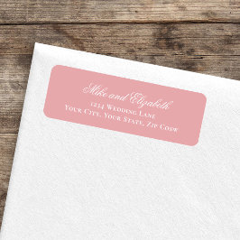 Blush Pink Script Names Wedding Address Label ラベル
