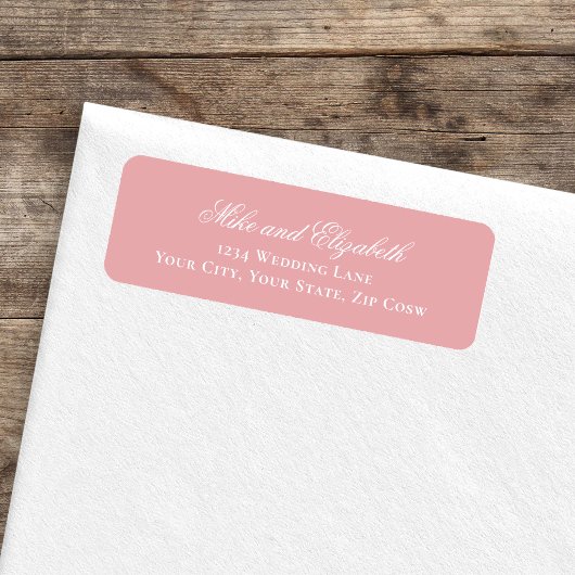Blush Pink Script Names Wedding Address Label ラベル