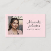 Blush Pink Script ocial Icon QR Code Photo Makeup 名刺 (正面)