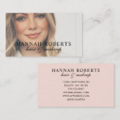 Blush Pink Script Photo Hair Makeup 名刺 (正面/裏面)
