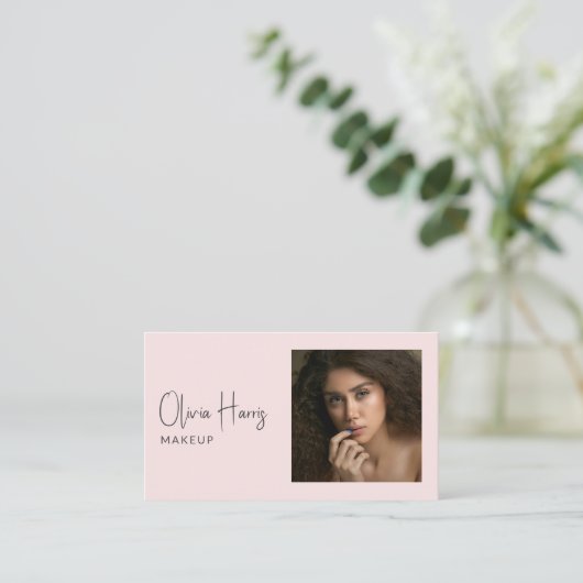 Blush Pink Script Photo Makeup Artist  名刺 (スタンド正面)