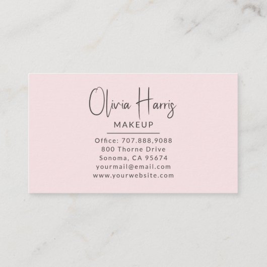 Blush Pink Script Photo Makeup Artist  名刺 (裏面)