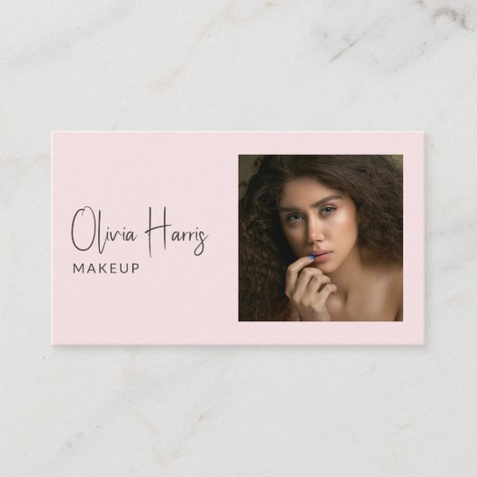 Blush Pink Script Photo Makeup Artist  名刺 (正面)