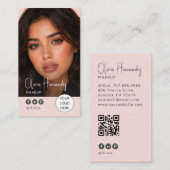 Blush Pink Script Photo Makeup Artist 名刺 (正面/裏面)